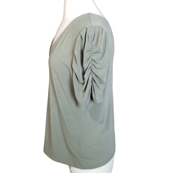 JPR Studio Shirt Ruched Short Sleeve Top Sage Green Size Medium - Picture 4 of 9